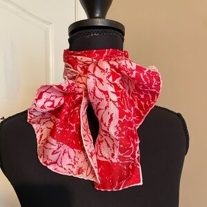 Vtg VERA NEUMANN 1960s Silk Scarf Ladybug Signed Abstract Marble Red Pink Japan